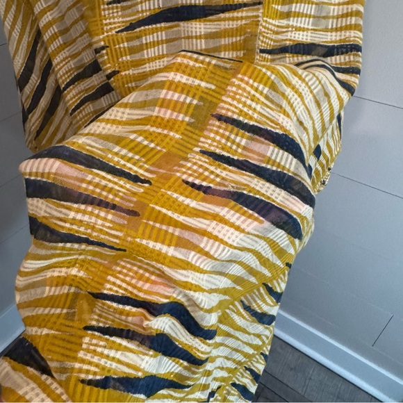 MAELU Womens Yellow Blue Cream Striped Open Front Kimono - One Size - Picture 5 of 6